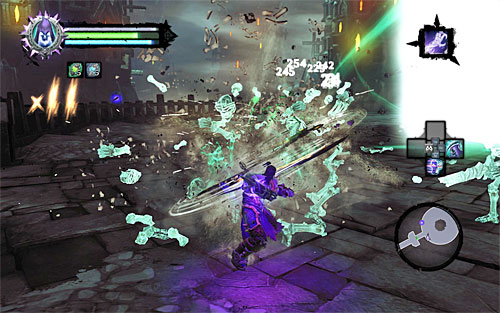 There is a cut scene ahead of you, during which you will not be able to the deal damage to the boss - Boss 15 - The Wailing Host - The City of the Dead - Darksiders II - Game Guide and Walkthrough