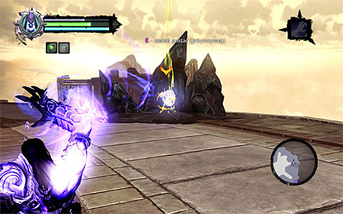 Switch to the other half and use the interactive edge in order to reach the fragment of the balcony that used to be occupied by the angels - Find Archont - Key to Redemption - Darksiders II - Game Guide and Walkthrough