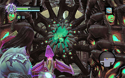 You can now approach the fragment of the Rod shown in the above screenshot, which is located on the upper balcony - Find the first part of the Rod - The Rod of Arafel - Darksiders II - Game Guide and Walkthrough