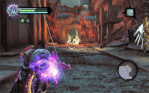 Lift your weapon and resume marching up the stairs and return to the room where there are angels - Return to Uriel with the first part - The Rod of Arafel - Darksiders II - Game Guide and Walkthrough