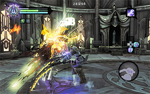 The good news is that sycophants are not very tough so you will relatively quickly deplete health bar of any such monster, especially when you use Death Grip and strong special attacks - Find the Scribe - northern part of the Citadel (1) - Stains of Heresy - Darksiders II - Game Guide and Walkthrough