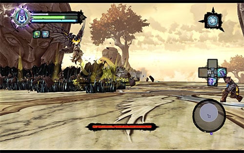 In the other attack, the Archon shoots out a black grease towards you, but this is something you shouldn't have any problems dodging - Boss 18 - Archon - Stains of Heresy - Darksiders II - Game Guide and Walkthrough