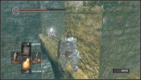 Before you walk on the bridge, you can jump down to its lowers part - Firelink Shrine - Undead Burg | Walkthrough - Walkthrough - Dark Souls Game Guide & Walkthrough
