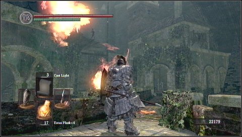 The best tactic is to run forwards, enter the chamber and run to the bridge again - Undead Burg - p. 2 | Walkthrough - Walkthrough - Dark Souls Game Guide & Walkthrough