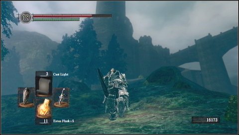 A path to the left, through a larger passage, leads to the lake and Hydra (a method o defeating her is described in a chapter about bosses) - Darkroot Basin | Walkthrough - Walkthrough - Dark Souls Game Guide & Walkthrough