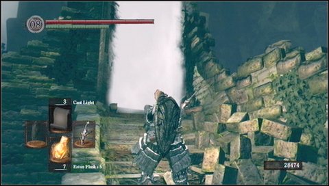 Once you defeat the butterfly, do not return to the bonfire but instead follow along the wall - Darkroot Garden - p. 2 | Walkthrough - Walkthrough - Dark Souls Game Guide & Walkthrough