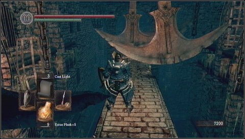 Stop only after crossing the bridge, because otherwise youll be hit by lizard mage attack - Sens Fortress - p. 1 | Walkthrough - Walkthrough - Dark Souls Game Guide & Walkthrough