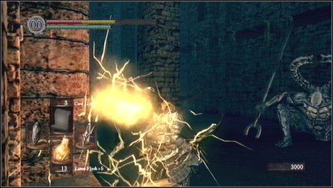 A side exit next to the first Titanie Demon leads to a ladder - Sens Fortress - p. 1 | Walkthrough - Walkthrough - Dark Souls Game Guide & Walkthrough