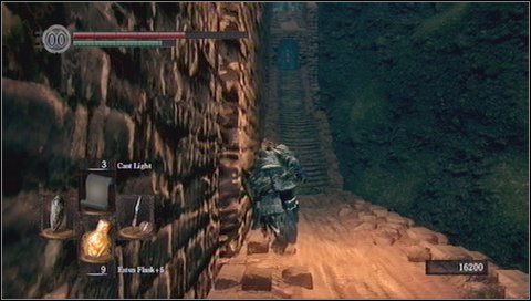 When you get to the middle of the stairs, youll see a foggy passage to the left - Sens Fortress - p. 2 | Walkthrough - Walkthrough - Dark Souls Game Guide & Walkthrough