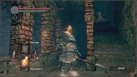 On the upper level youll find another trap with swinging blades - Sens Fortress - p. 3 | Walkthrough - Walkthrough - Dark Souls Game Guide & Walkthrough