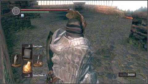 Once the fire goes out, go towards w hole in the wall to the right - Sens Fortress - p. 4 | Walkthrough - Walkthrough - Dark Souls Game Guide & Walkthrough