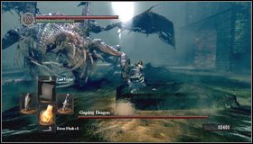Run to the arena and observe the demon - Gaping Dragon | How to kill a boss - How to kill a boss - Dark Souls Game Guide & Walkthrough