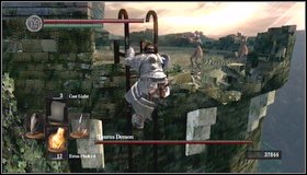 Before you start the fight, kill two soldiers on the tower behind you - Taurus Demon | How to kill a boss - How to kill a boss - Dark Souls Game Guide & Walkthrough