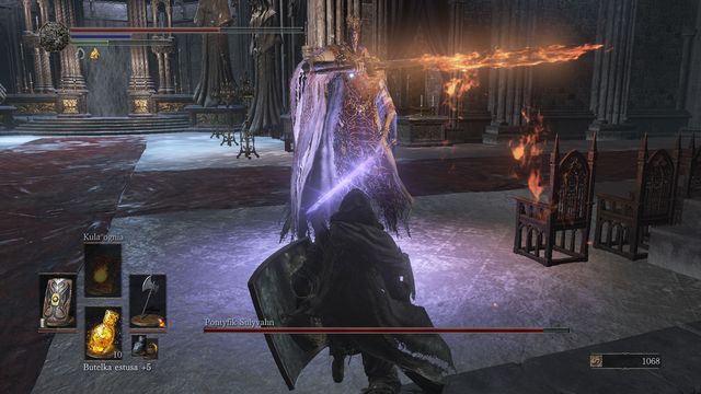 Two swords and two damage types - fire and dark. - Pontiff Sulyvahn - Bosses - Dark Souls III Game Guide & Walkthrough