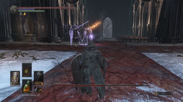 The both opponents are performing the same attack sequences but one of them has a small delay. - Pontiff Sulyvahn - Bosses - Dark Souls III Game Guide & Walkthrough