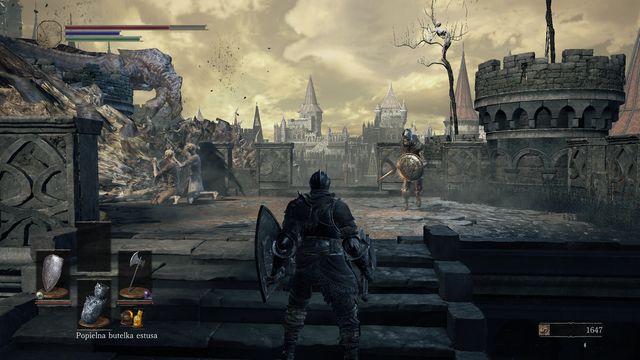When near the ladder, watch out from the enemies appearing from out of nowhere. - High Wall of Lothric - from the Bonfire - Walkthrough - Dark Souls III Game Guide & Walkthrough