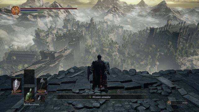 After you defeat him, approach the edge and place the banner here (screen, interact) - High Wall of Lothric - from the Bonfire - Walkthrough - Dark Souls III Game Guide & Walkthrough