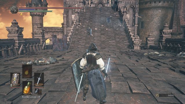 It is difficult to separate the knights - wait for them to come down or dash around them and run for the elevator. - Grand Archives - rooftops - Walkthrough - Dark Souls III Game Guide & Walkthrough