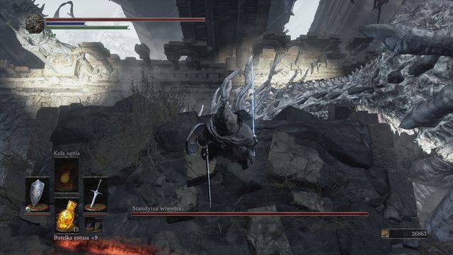 Remember to attack after you jump down on the Wyvern. - Ancient Wyvern - Bosses - Dark Souls III Game Guide & Walkthrough