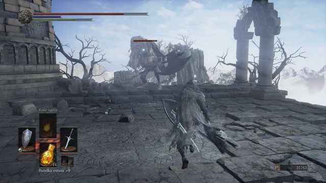 Watch out for the enemy with axe on the stone arch - drag him down, outside of the reach of fireballs thrown by another opponent - Archdragon Peak - Walkthrough - Dark Souls III Game Guide & Walkthrough