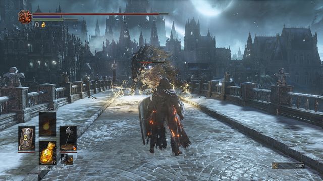 Despite the difficulty of defeating the opponent, it is better to do it now since the limited movements available under the bridge will make it even harder. - Irithyll of the Boreal Valley - Walkthrough - Dark Souls III Game Guide & Walkthrough