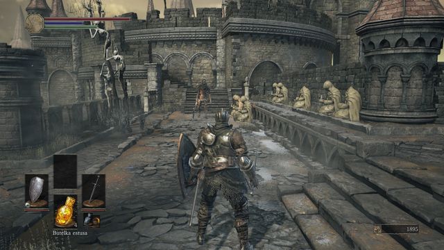 Watch out for the two enemies that you will see after stepping onto the middle of the wall. - High Wall of Lothric - Walkthrough - Dark Souls III Game Guide & Walkthrough