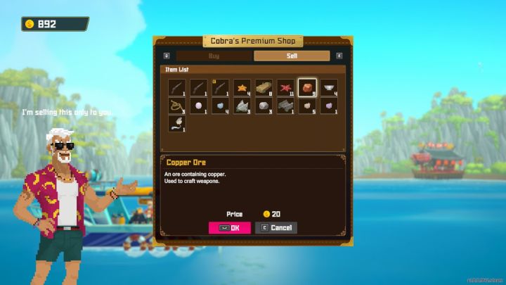 In a separate Sell tab, you can sell unwanted items from your inventory - Dave the Diver: How to unlock Cobra Shop? - Fishing - Dave the Diver Guide