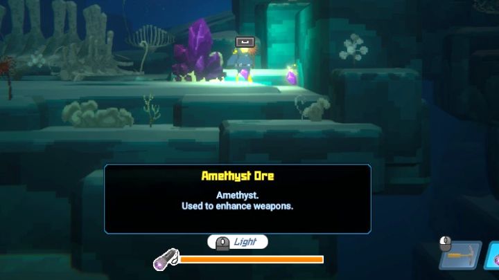 To complete the Sea People Language Translator main quest, you need only 1 piece of Amethyst Ore - Dave the Diver: How to get a Pickaxe and where to find Amethyst Ore deposits? - Quests and Campaign - Dave the Diver Guide