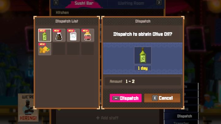 2 - Dave the Diver: How to use the Dispatch command to the staff? - Sushi bar - Dave the Diver Guide