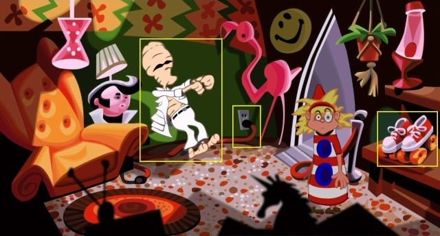 Head to the first floor and enter the room behind the second door - Restoring power to Lavernes capsule - Walkthrough - Day of the Tentacle: Remastered - Game Guide and Walkthrough
