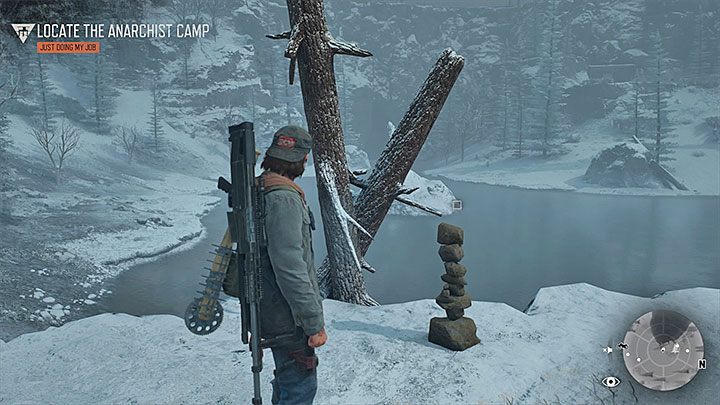 Anarchist Cairn 1 can be found near the entrance to the shelter (mine) - Days Gone: How to unlock Go Kick Rocks Trophy? - Trophy Guide - Days Gone Guide