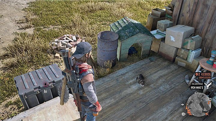 When visiting Iron Mikes camp for the next time, you will find the pup in front of the dog house next to Bozzer trailer - Days Gone: Can you pet the dog? - Exploration - Days Gone Guide