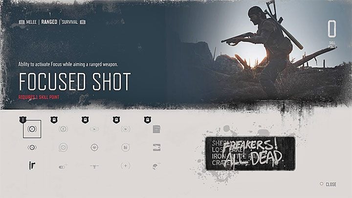 Focused Shot is in our opinion the most crucial skill in Days Gone, and you can purchase it after getting your very first skill point (that is, after advancing to the second experience level) - Days Gone: Beginners Guide & Tips - Game basics - Days Gone Guide