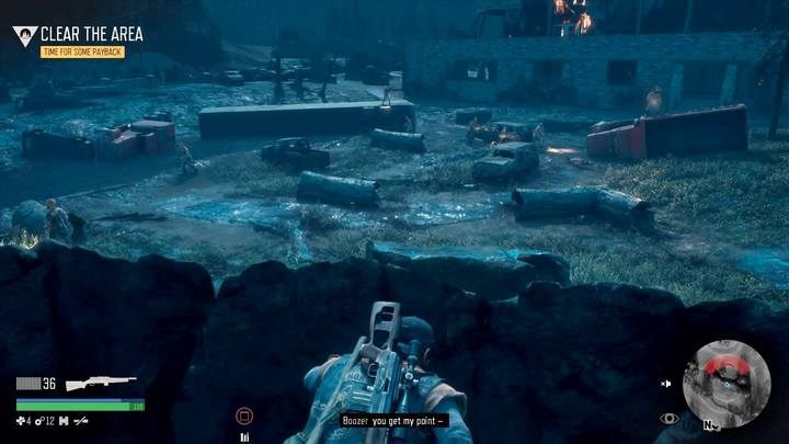 Try not to be detected - after a while Boozer will throw several smoke grenades into the area. - Days Gone: Keep Them Safe - walkthrough - Main storyline - Days Gone Guide