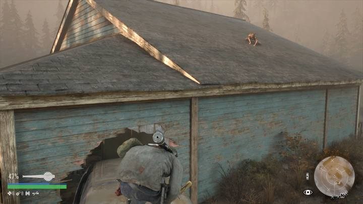 Now, get inside the building - climb the car stuck in the wall, get on the roof, and go through the hole - Days Gone: Im Never Giving Up - walkthrough - Main storyline - Days Gone Guide