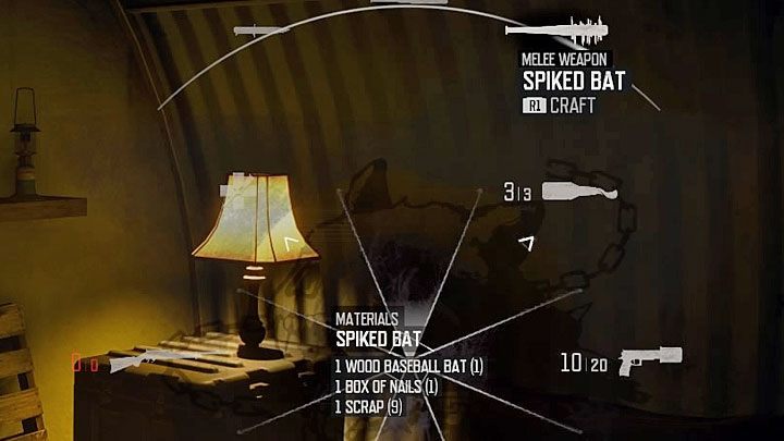 After obtaining the required melee weapon, hold L1 to trigger the survival circle - Days Gone: How to craft upgraded melee weapons? - Character and inventory - Days Gone Guide