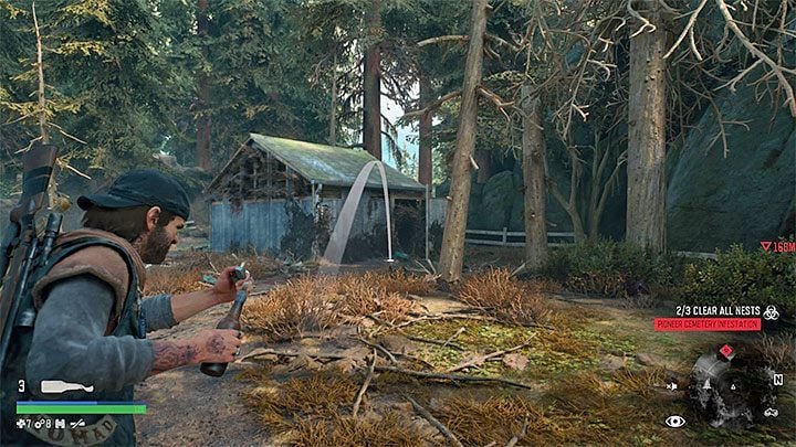 The third nest is the most problematic - it is farther away from the previous two nests - Days Gone: Where to find Pioneer Cemetery Infestation nests? - Exploration - Days Gone Guide