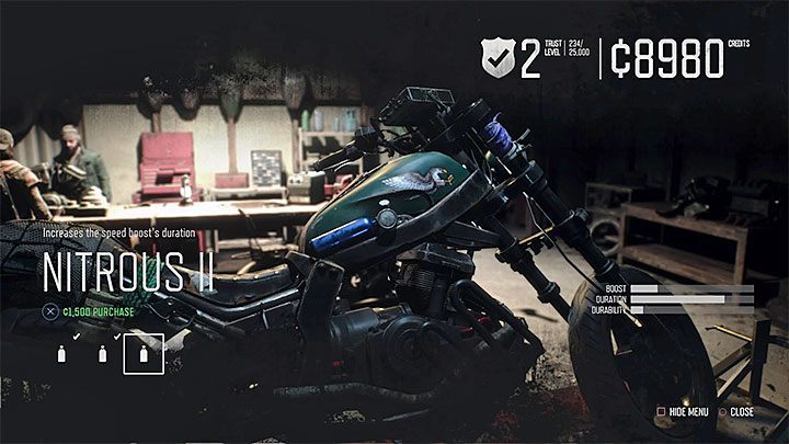 The second generation of nitro (Nitrous II) is in the offer of a mechanic from Iron Mikes Camp - Days Gone: How to unlock nitro? - Motorcycle - Days Gone Guide