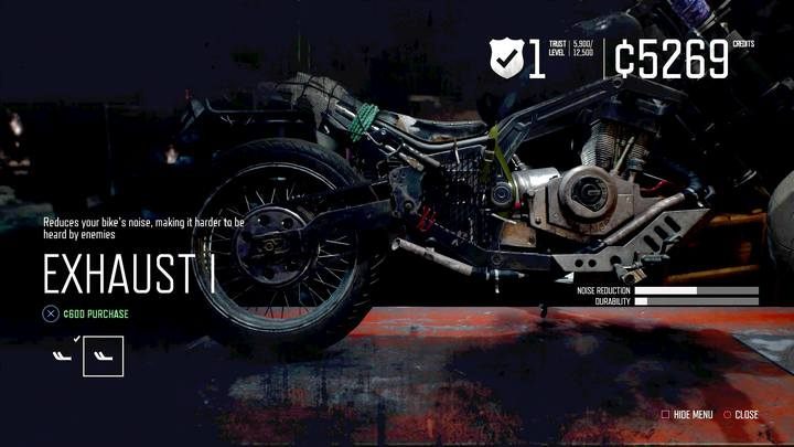 Buy a new exhaust for your bike to reduce the noise. - Days Gone: Stealth Guide - Game basics - Days Gone Guide