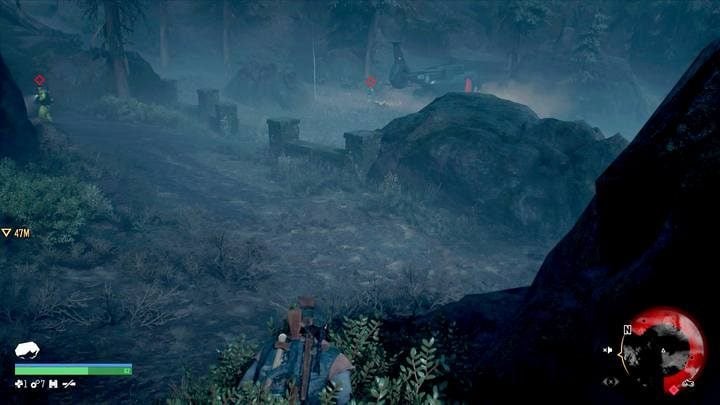 Hide behind rocks and inside shrubs to stay undetected. You can also mark enemies by using the binoculars. - Days Gone: Chasing Leon - walkthrough - Main storyline - Days Gone Guide