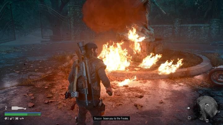 Go back to the statue in front of the cemetery - you will find a womans corpse - Days Gone: Chasing Leon - walkthrough - Main storyline - Days Gone Guide
