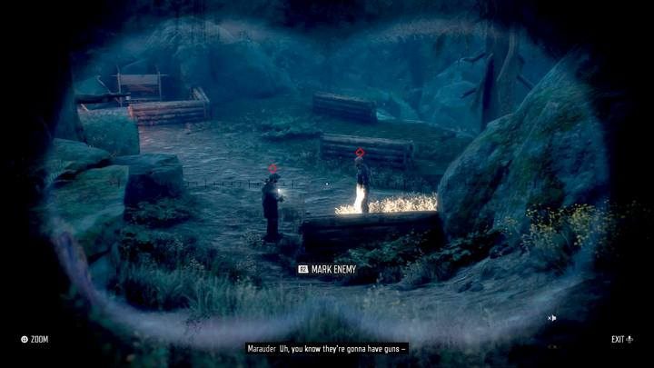 Using binoculars (D-pad: Up), you can tag enemies to track their movements and better plan your next actions - Days Gone: Gear Up For The Ride - walkthrough - Main storyline - Days Gone Guide