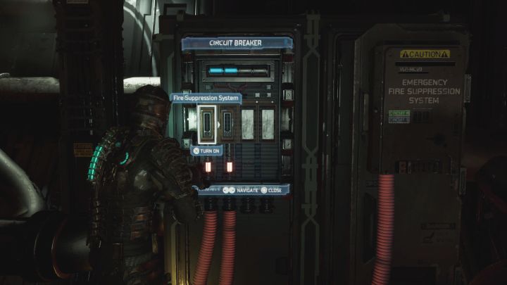 After avoiding all the flames, you'll reach the circuit breaker - Dead Space Remake: Dead on Arrival - Main missions - Dead Space Remake Guide
