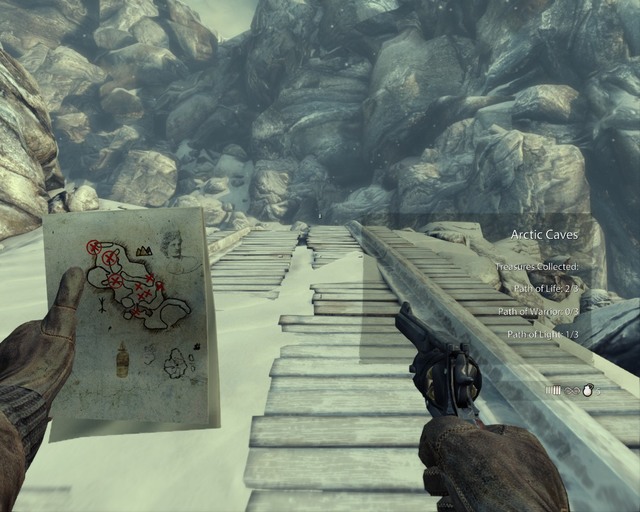 The road to the warehouses leads along tracks. - Arctic Cave | Walkthrough - Walkthrough - Deadfall Adventures Game Guide & Walkthrough