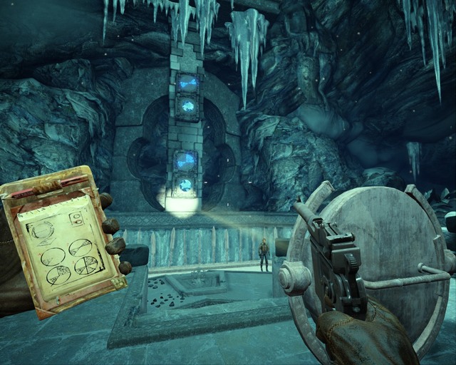 Another puzzle, you just have to light up the crystals as shown in the journal. - Ice Temple | Walkthrough - Walkthrough - Deadfall Adventures Game Guide & Walkthrough
