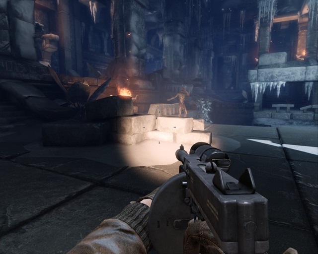 Flashlight on a machine gun is a major convenience. - Ice Temple | Walkthrough - Walkthrough - Deadfall Adventures Game Guide & Walkthrough