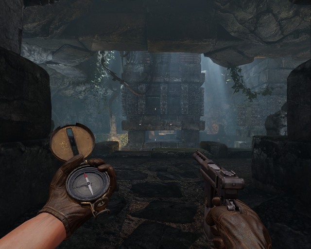 Another puzzle. First change two symbols, then shoot the golden plate. - Mayan Tombs | Walkthrough - Walkthrough - Deadfall Adventures Game Guide & Walkthrough