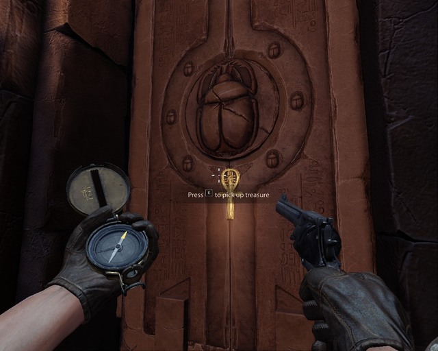 Turn right from here and shoot the staff that the statue is holding. - Pyramid | Treasures - Treasures - Deadfall Adventures Game Guide & Walkthrough