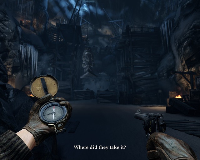 On a hanging statue. Shoot the rope to get to it. - Arctic Base | Treasures - Treasures - Deadfall Adventures Game Guide & Walkthrough