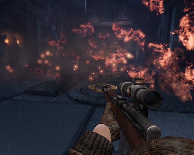 Shoot the switches on the floor to cut the fire off. - Ice Temple | Treasures - Treasures - Deadfall Adventures Game Guide & Walkthrough